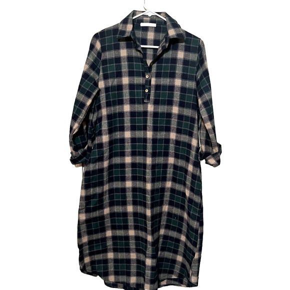 Lake Flower | Dresses | Lake Flower Blue Plaid Flannel Shirt Dress ...